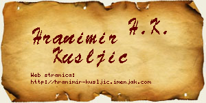 Hranimir Kušljić vizit kartica